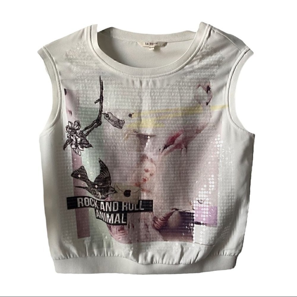 LaBabite Sleeveless Sequence Print Design  Size Medium